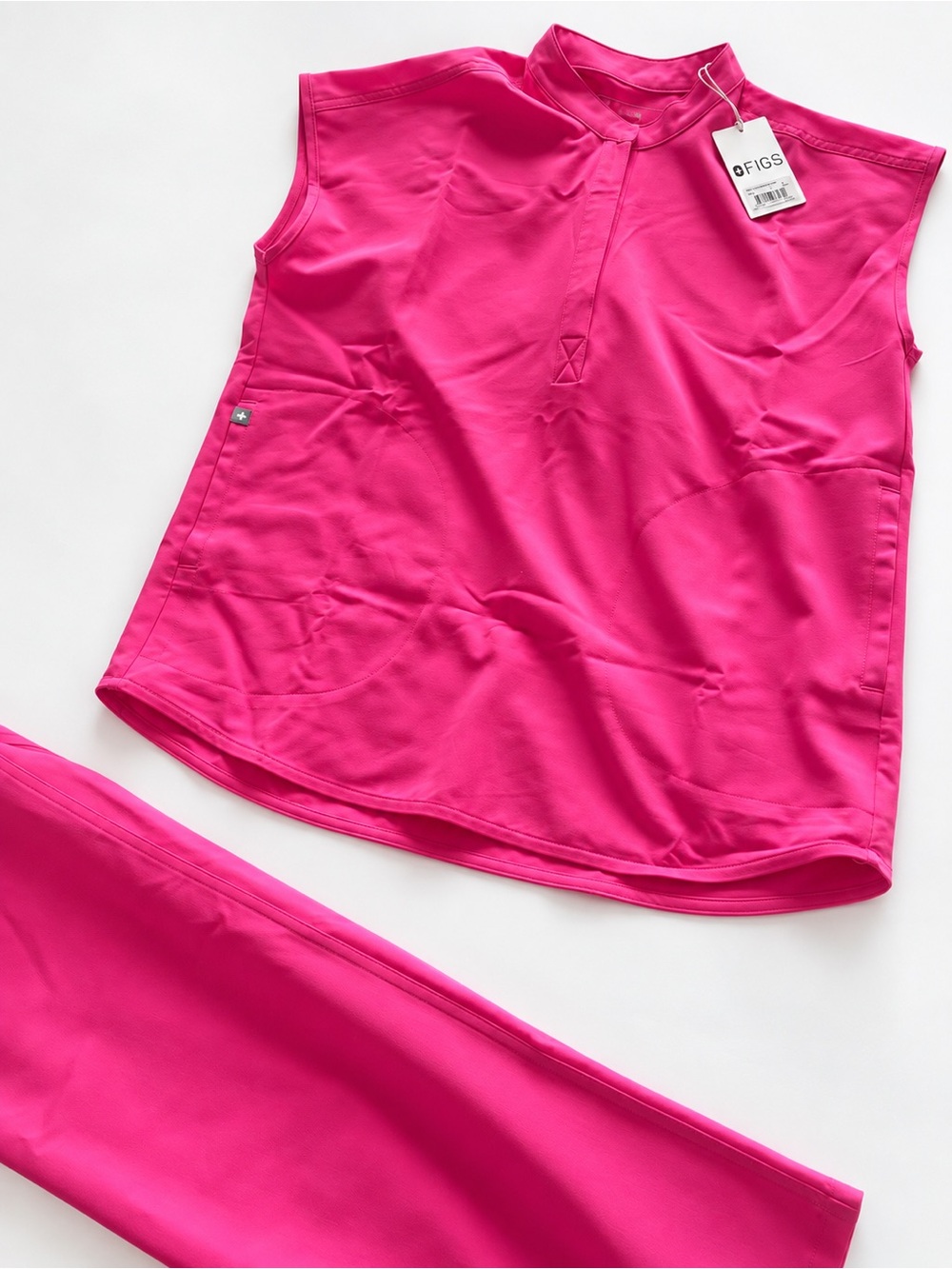 Figs Women's Sleeveless Top & Pants Set - Hot Pink